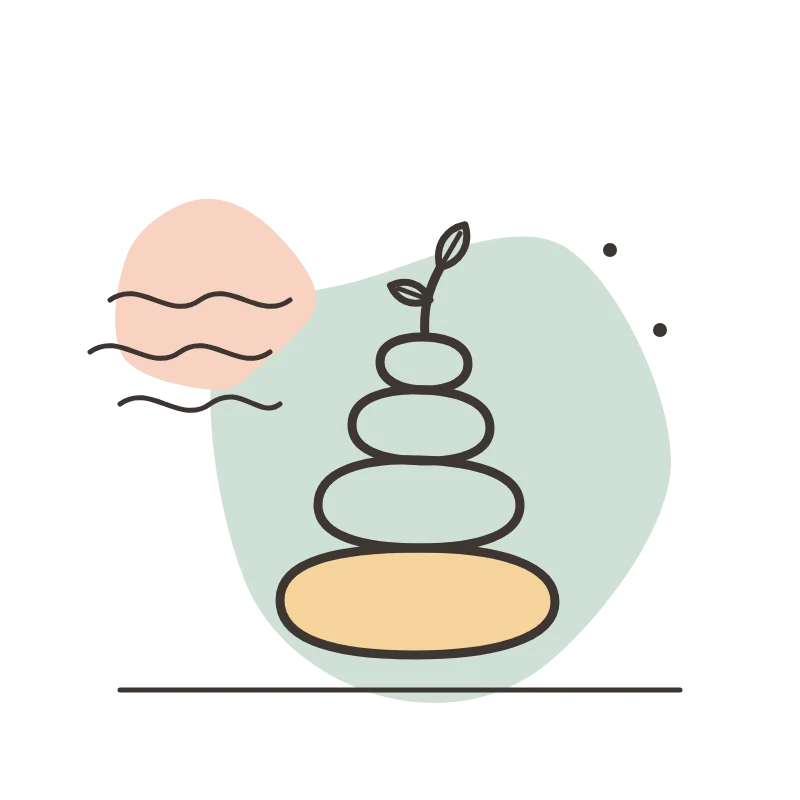 Ilustración de piedras en equilibrio: terapia para la ansiedad en Sevilla