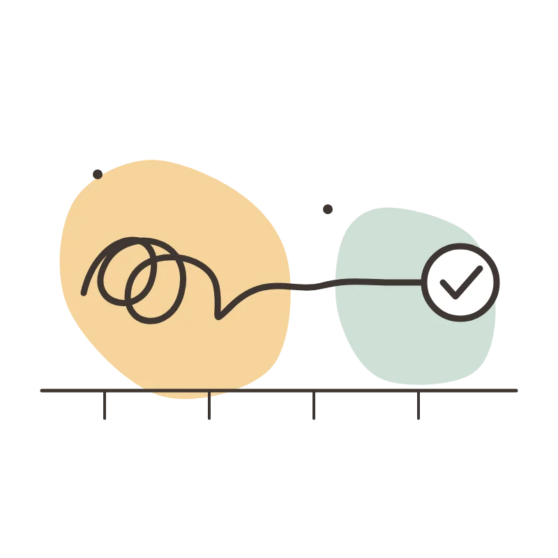 Ilustración de una línea enredada que se ordena: terapia para el TDAH en adultos